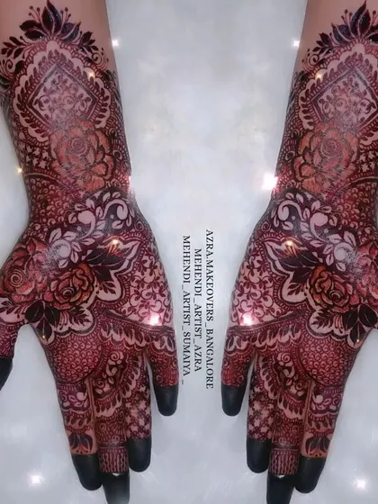A bold non-bridal design with a dark stain, using the reverse-fill technique for a striking look.