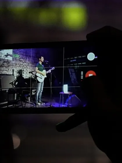 A cool shot from the audience's perspective during my set at Antisocial. It shows the great atmosphere of a live music venue.