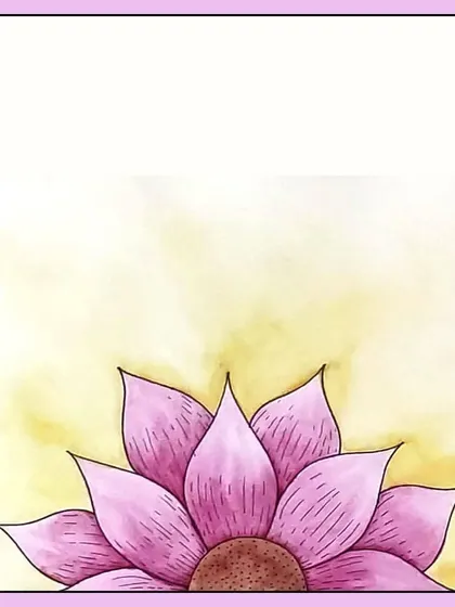A minimalist watercolor piece inspired by the quote, "You belong among the Wildflowers." A simple pink flower emerges from the bottom of the frame against a soft yellow wash, leaving space for contemplation.