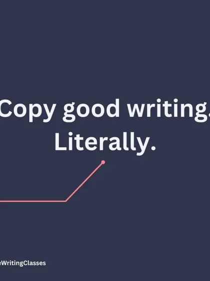 Want to write better? Try this underrated trick: literally copy good writing. Spend 20 minutes rewriting a passage from a book you admire. You'll subconsciously absorb the author's style, rhythm, and voice.