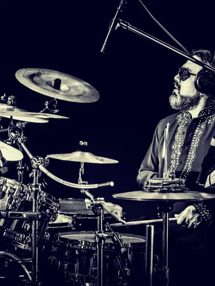 Our drummer laying down the rhythm for Berger Paints. Even in a corporate setting, the energy and passion are at the forefront.