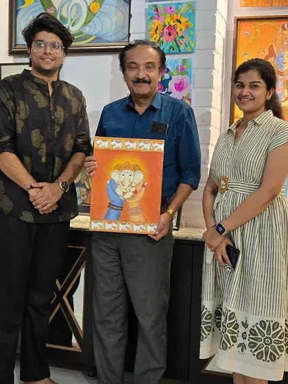 Another Ganesha painting by artist Anjana is sold to a happy collector. It is wonderful to see our artists' work being appreciated and finding new homes.