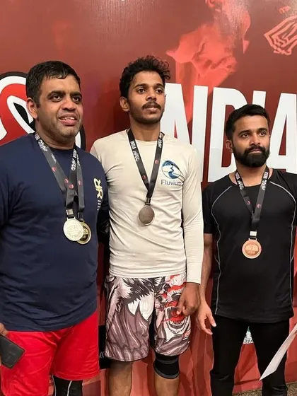 On the podium at ADCC India. Competing alongside these tough athletes is an honor.