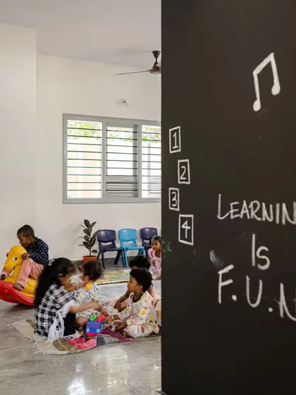 These images further detail the thoughtful design of the Anganwadi school, from the playful interactions on the stairs to the calm, well-lit interiors. Each photo highlights my commitment to creating spaces that are not just buildings, but nurturing environments for growth and community.