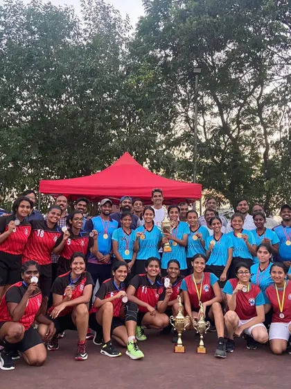 The teams celebrating after the Mumbai University Inter-College tournament.