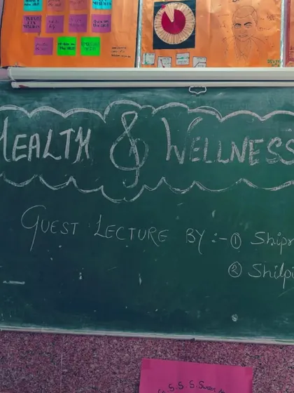 The 'Health & Wellness Club' board at a school where I conducted a guest lecture. It's wonderful to see these initiatives taking root.
