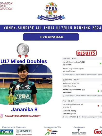 Jananika R with her Silver medal in U17 Mixed Doubles at the All India Ranking tournament in Hyderabad.