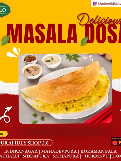 Our Masala Dosa is a classic that never disappoints. This image showcases its perfect fold and the delicious filling inside.