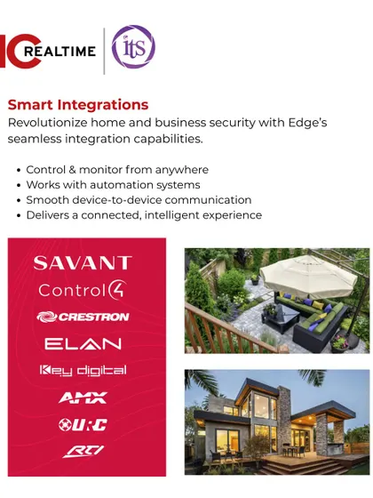 Our IC Realtime security products are designed for smart integrations. This graphic shows their compatibility with major home automation systems like Savant, Control4, and Crestron, ensuring smooth device-to-device communication.