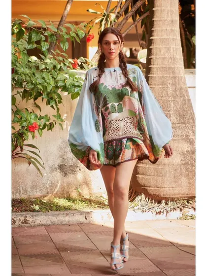 Walking in style. This shot shows the movement and flow of the Limerick tunic.