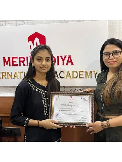 This certificate is the first step towards a successful career in the beauty industry for this young graduate.