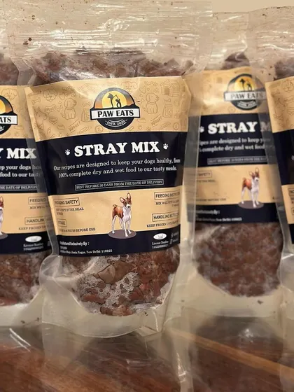The packaging for my Stray Mix clearly states the ingredients and feeding guidelines. It's a grain-free, filler-free, complete meal.