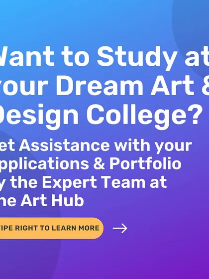 This graphic serves as an introduction to my services, inviting you to learn more about how I can assist with your applications and portfolio for your dream art college.