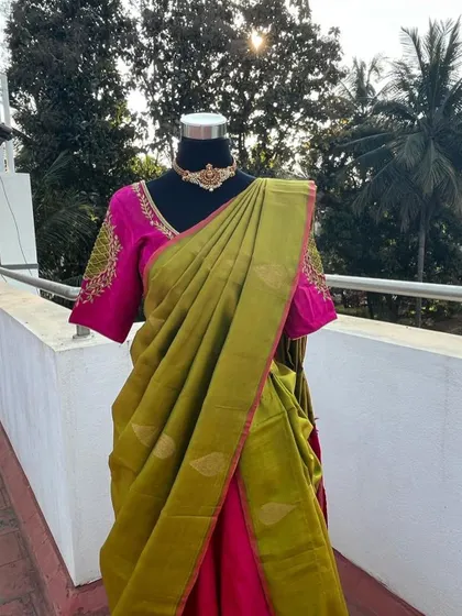 Another angle of this elegant half saree.