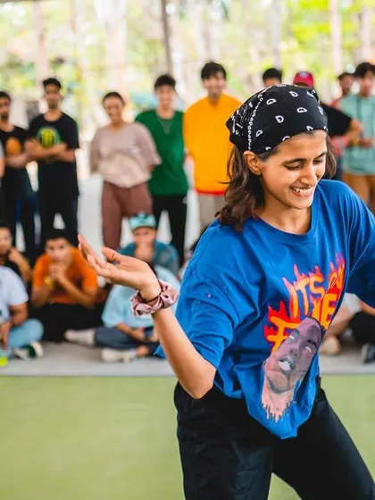 A dancer enjoying the moment during the battles at Spectra 2023.