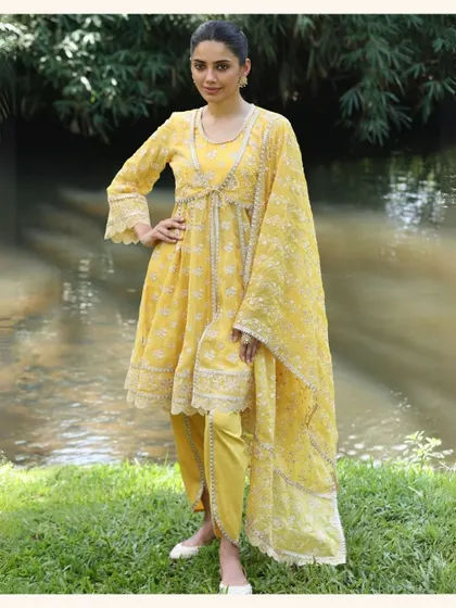 This yellow anarkali is one of my all time favorite festive picks. It's bright, happy, and guaranteed to get you compliments. Now on sale.