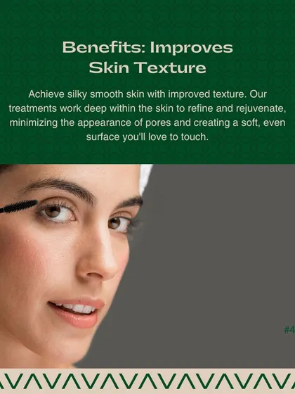 Achieving silky smooth skin with improved texture is one of my goals for you. My treatments work deep within the skin to refine pores and create a soft, even surface.