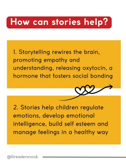 Did you know storytelling can actually rewire the brain to promote empathy? It releases oxytocin, the social bonding hormone. This is one of the key ways stories help children regulate emotions and build self esteem in a healthy way.