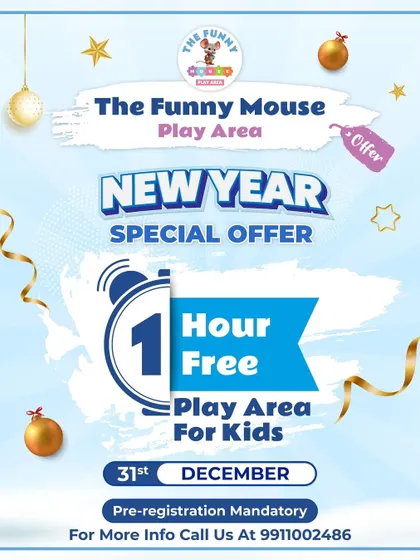 Kickstart the New Year with a fantastic offer from The Funny Mouse Play Area. On 31st December, kids get one hour of free play to end the year with a blast!