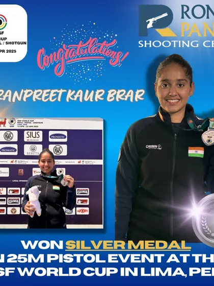 We celebrate Simranpreet Kaur Brar's Silver Medal in the 25m Pistol event at the ISSF World Cup in Lima, Peru. Her performance demonstrates the mental fortitude and technical skill we instill in our athletes to succeed under international pressure.