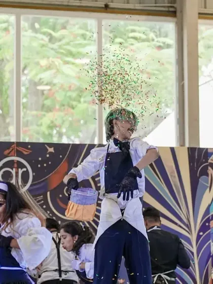 A moment of celebration with confetti during the runner-up performance at Spectra 2025.