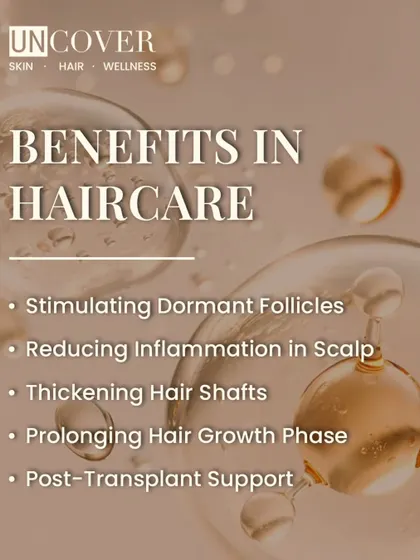 For hair, exosome therapy offers multiple benefits. It works by stimulating dormant follicles, reducing scalp inflammation, thickening hair shafts, and even providing support after a hair transplant.