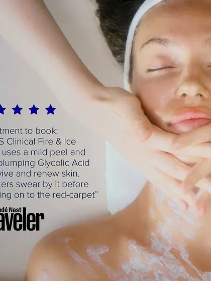 Condé Nast Traveler recommends the iS Clinical Fire & Ice facial as a top treatment for a red-carpet glow. I am pleased to offer this A-lister favorite at my clinic for immediate, impressive results.