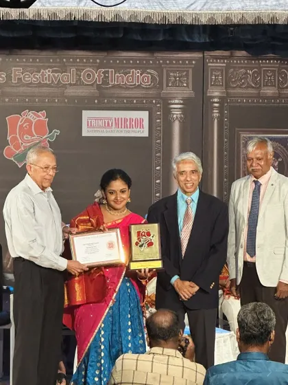 Happy to be honored with the 'Isai Chemmal' Award from the Trinity Arts Festival of India for 2024. I am so grateful for the encouragement from esteemed artists and dignitaries.