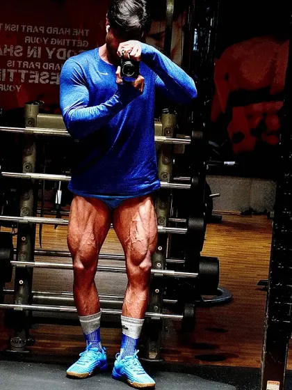 Another angle of my leg development. This is the result of refusing to quit on leg day, or any day.