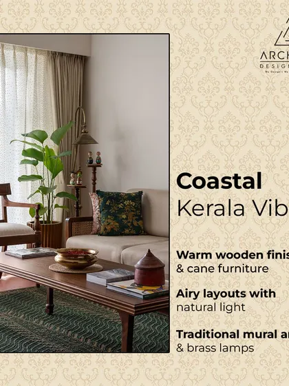 Inspired by the coastal vibes of Kerala, this room features warm wooden finishes, cane furniture, and traditional brass lamps. The airy layout and natural light create a calm and relaxing atmosphere.