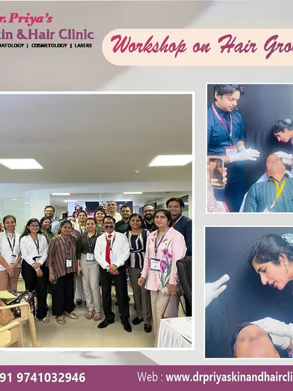 These images are from a workshop on Exosomes for Hair Growth. I am pictured with colleagues and demonstrating a technique, reflecting my commitment to both learning and sharing knowledge in the field.