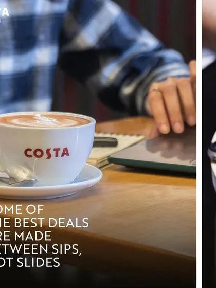 Some of the best deals are made over a great cup of coffee. This image captures the essence of our business-friendly cafes like Costa Coffee, which provide the perfect informal setting for client meetings, brainstorming sessions, or focused solo work.