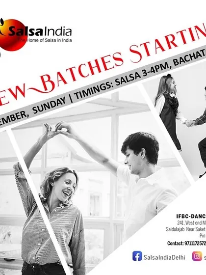 Another announcement for new Salsa and Bachata batches. We make sure to provide all the details on timing and location so you can easily sign up.