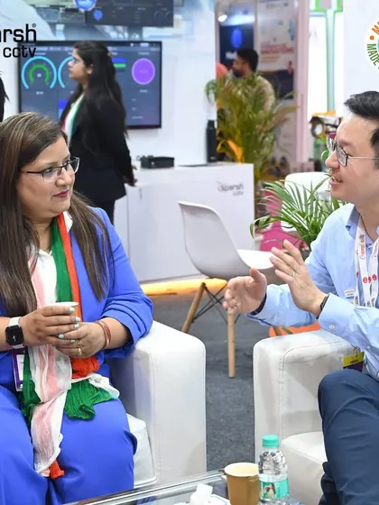 My VP of R&D, Ms. Malvika Pathak, in a deep discussion with an international delegate at IndiaSoft 2025. My R&D focus is a key differentiator in the global market.