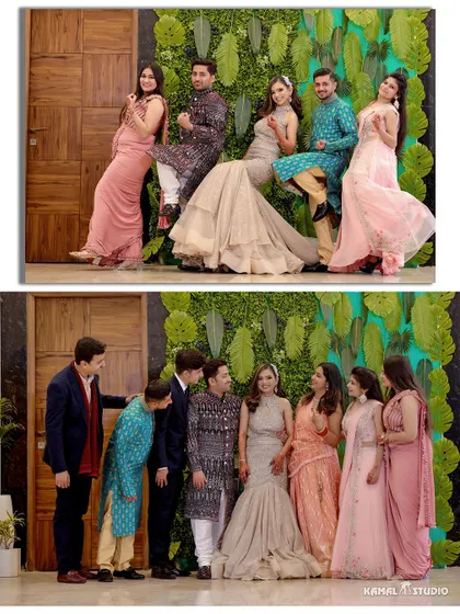 A beautiful series from an engagement, capturing the couple's grand entrance, romantic portraits, and fun with their bridal party.