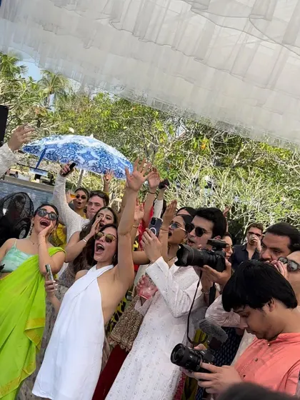The guests were all in, dancing and capturing the moments at this beautiful destination wedding.