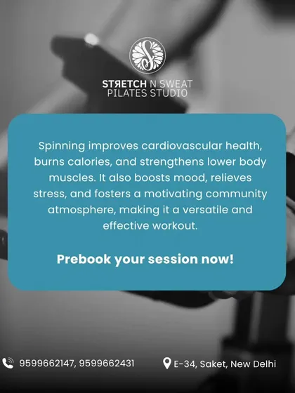 This graphic explains how spinning improves cardiovascular health, burns calories, and strengthens the lower body in a motivating community atmosphere.