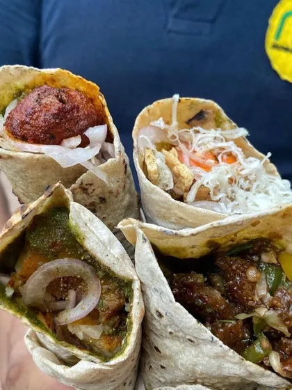 A selection of my best-selling rolls, including paneer tikka, manchurian, and more, all wrapped in a whole wheat roti.