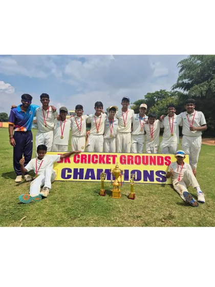 Our U-14 team celebrating their championship win at the EV Cup. A fantastic team effort brought the trophy home.