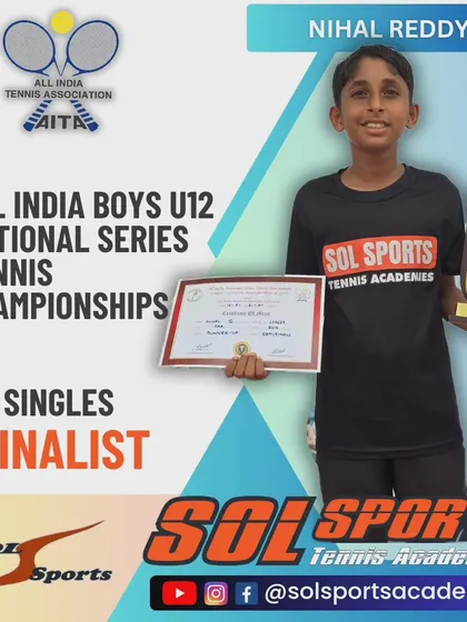 A great performance at a national level event. We congratulate Nihal Reddy for securing the singles finalist trophy at the Boys U12 AITA National Series tennis tournament.