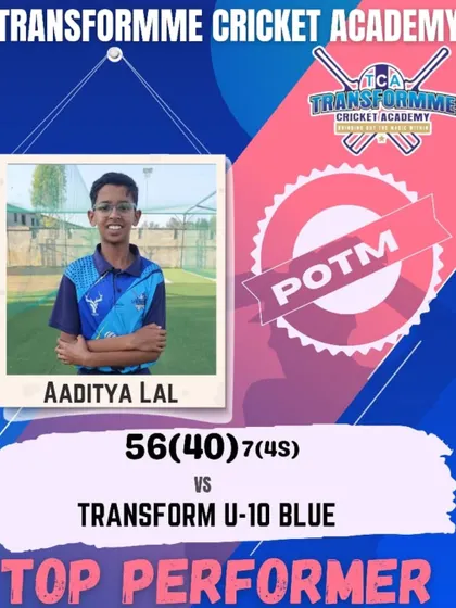 Aaditya Lal, named Player of the Match for his brilliant fifty in a U-10 practice match.