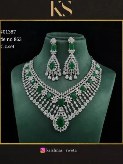 An elegant emerald green version of our C.Z. set.