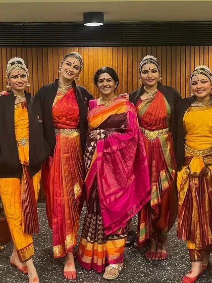 The Kalangan clan, all smiles after a successful performance. The bond between a guru and shishya, and among the dancers themselves, is what makes our journey in dance so special. I am so proud of each of them.