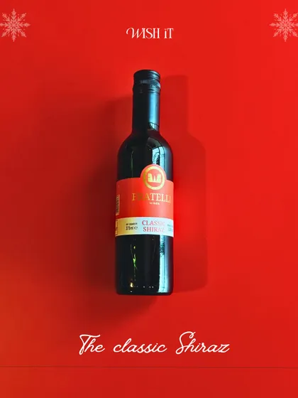 A duplicate of image 29, showing the bottle of Shiraz.