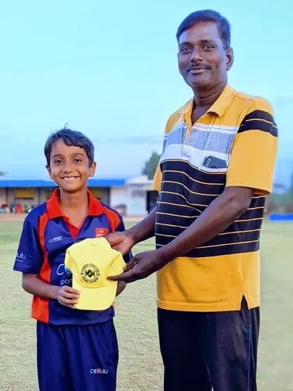 A proud moment for a future star. Little Yohaan receives his first-ever Man of the Match award in an Under 10 practice match.