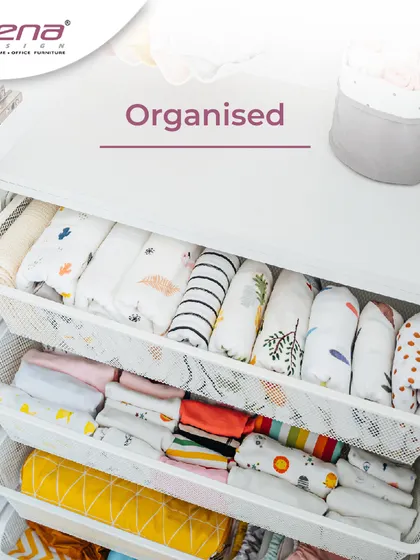 We design wardrobes to keep you organized. This image shows custom drawer inserts that are perfect for sorting small clothing items or accessories.