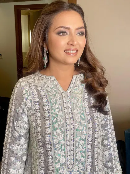 Another angle of this gorgeous Sangeet look, perfect for an evening event.