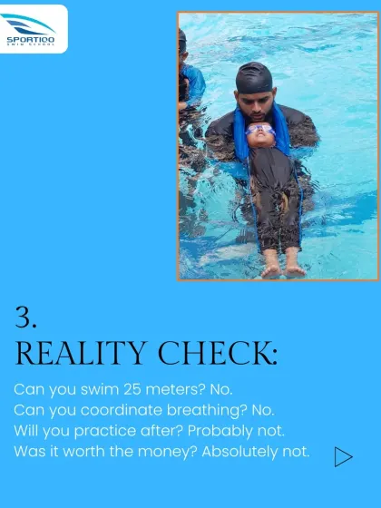 Here is the reality check on 10-day courses. Can you swim 25 meters? Can you coordinate your breathing? Will you practice after? The answer is almost always no. We ensure your investment of time and money yields lasting results.