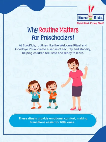 Why does routine matter? Rituals like our 'Welcome' and 'Goodbye' routines create a sense of security and stability, providing emotional comfort and making transitions easier for little ones.