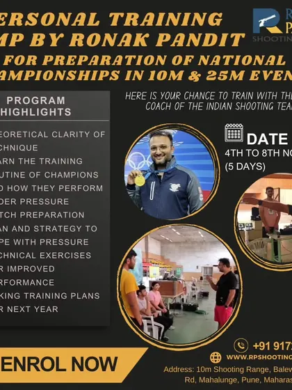 Announcing our exclusive personal training camp for the National Championships. This is a chance for serious athletes to train directly with me, the chief coach of the Indian shooting team, and learn the routines of champions.